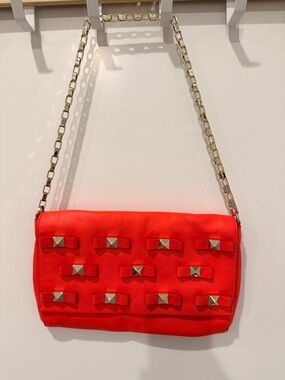 Kate Spade Red Studded Bow-Accent Chain Shoulder Bag